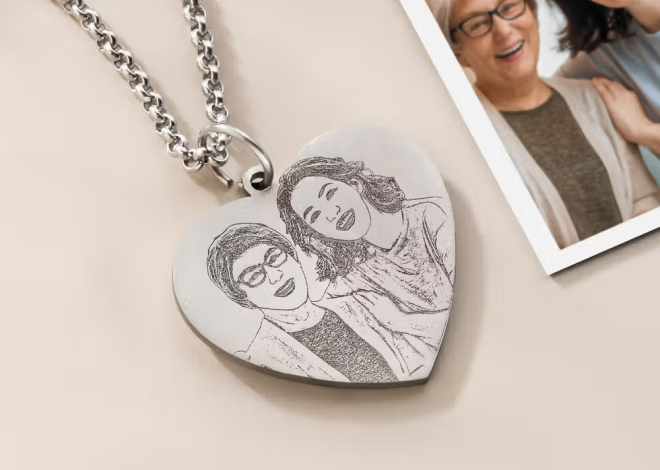 Bär dina käraste minnen närmast hjärtat med ett personligt graverat hjärta fotohalsband med text