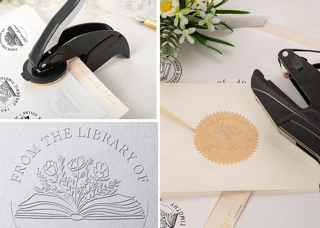 Personlig ex libris bokpräglingsstämpel med gravyr