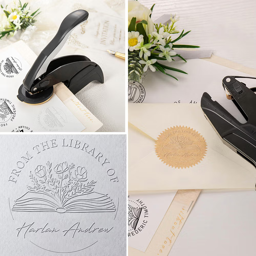 Personlig ex libris bokpräglingsstämpel med gravyr